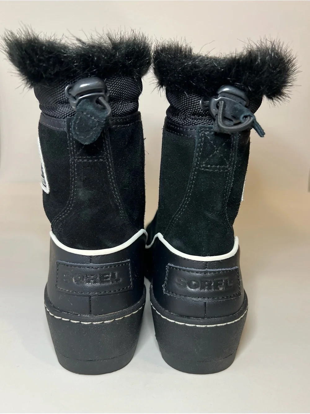 Sorel Women’s Tivoli III Black Suede Faux-Fur Trim Winter Boots